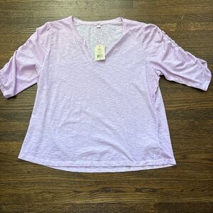 NIC+ZOE Light Purple Short Sleeve Tee